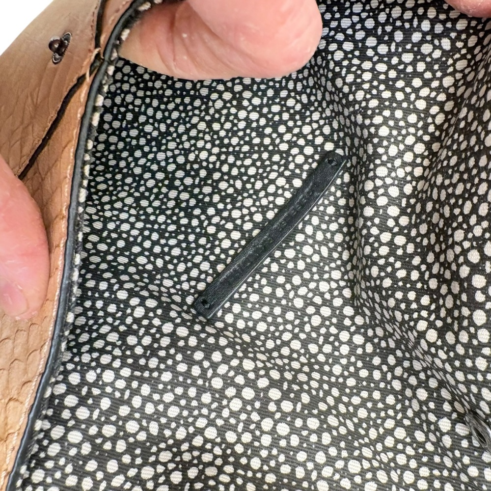 Loeffler Randall Snakeskin Python Embossed Tan Le… - image 6